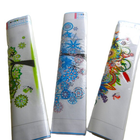 DIY Crystal Bead Kit TREES 12x12 Canvas Crystal Work Pattern BLUE GREEN MULTI - Picture 7 of 7